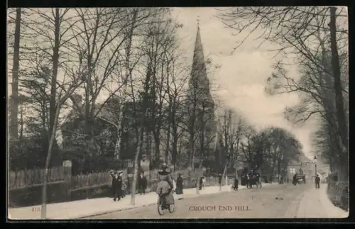 AK Crouch End, Street view with hill and church