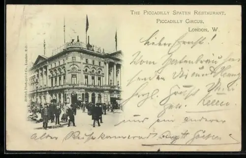 AK London, Piccadilly Circus, The Piccadilly Spaten Restaurant