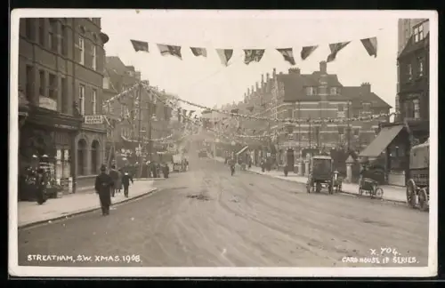 AK Streatham, Xmas 1908, Strassenpartie