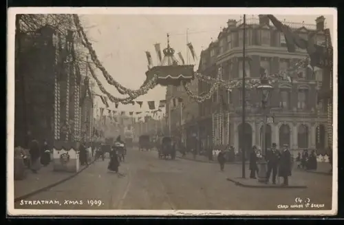 AK Streatham, Xmas 1909, Strassenpartie