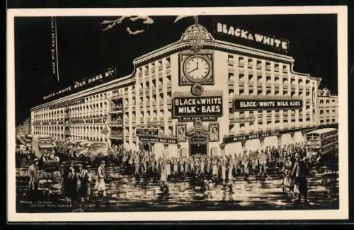 AK London, Black & White Milk Bars by night