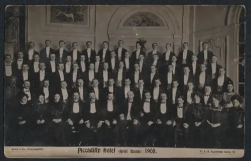 AK London, Piccadilly Hotel 1908, Grill Room