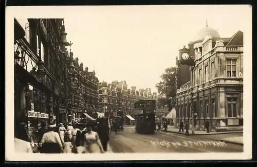 AK Streatham, High Road, Strassenbahn