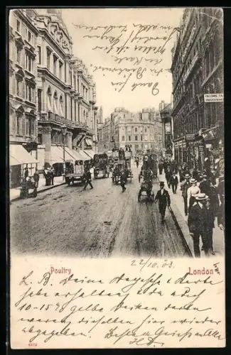 AK London, Poultry, Verkehr auf einer Strasse