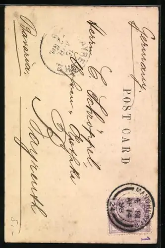 AK Manchester, Strassenpartie mit Strassenbahn