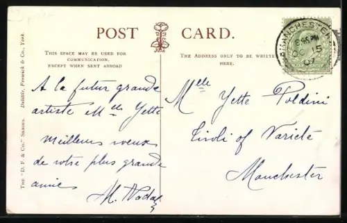 AK Manchester, Market Street, Strassenbahn