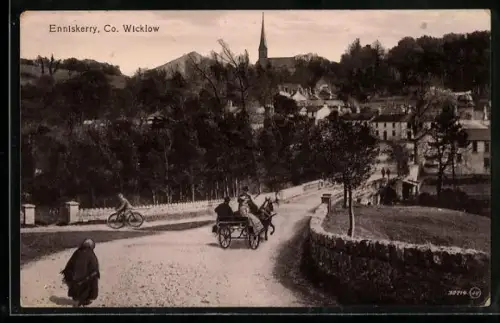 AK Enniskerry /Co. Wicklow, Street view with church