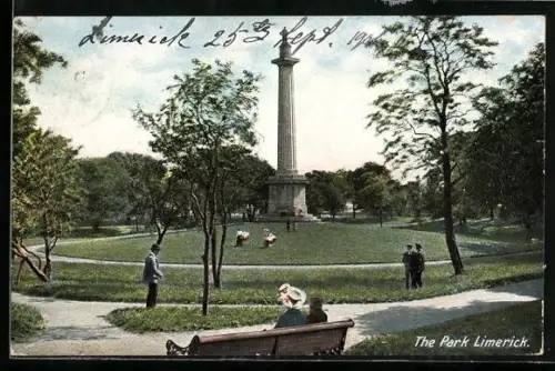 AK Limerick, The Park with monument