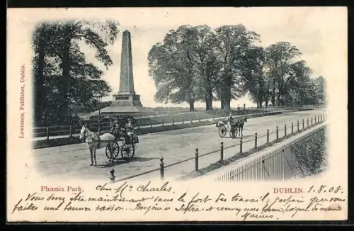 AK Dublin, Phoenix Park with obelisk