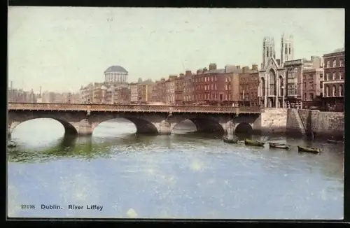 AK Dublin, River Liffey with bridge