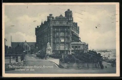 AK Southend-on-Sea, The Palace Hotel & Quen Victoria`s Monument