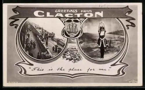 AK Clacton, East Cliff, Girl, Shore