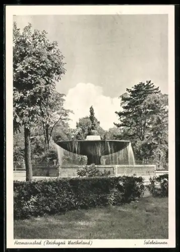 AK Hermannsbad /Wartheland, Solebrunnen mit Umgebung