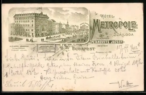 Lithographie Budapest, Budapest, Hôtel Metropole Szálloda
