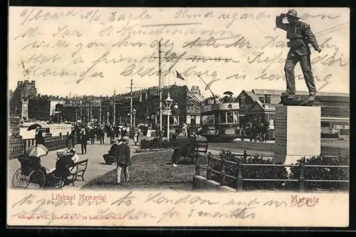 AK Margate, Lifeboat Memorial, Strassenbahn
