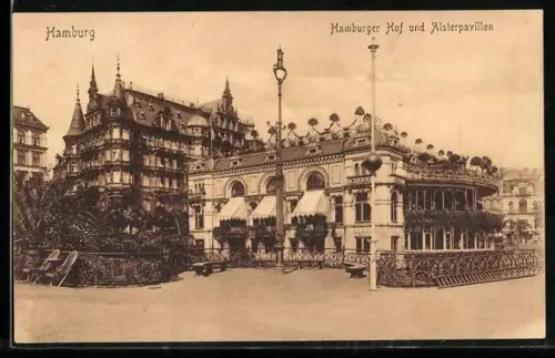 AK Hamburg-Neustadt, Hamburger Hof und Alsterpavillon