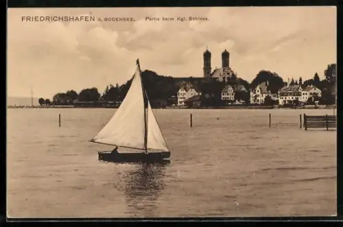 AK Friedrichshafen a. Bodensee, Partie beim Kgl. Schloss
