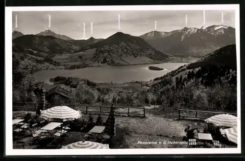 AK Schliersee, Panorama von der Huberspitz, Berggasthaus Huberspitz, Bes. Gg. u. J. Mayer
