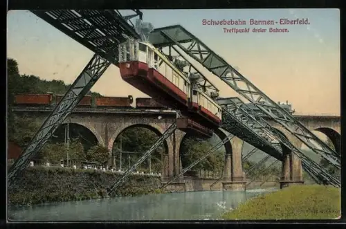 AK Elberfeld, Schwebebahn, Treffpunkt dreier Bahnen