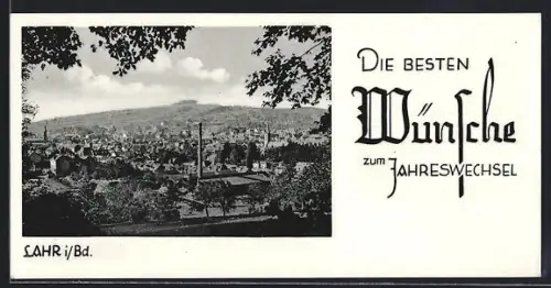 Mini-AK Lahr i. Bd., Ortsansicht mit Hügel