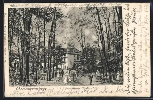 AK Frankfurt, Gasthaus Oberschweinstiege im Frankfurter Stadtwald