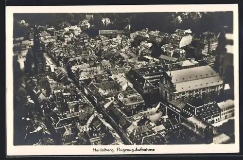 AK Heidelberg, Flugzeug-Aufnahme des Ortes