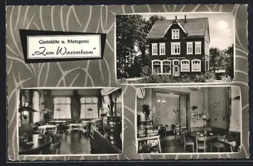 AK Remscheid, Lüttringhausen, Gaststätte und Metzgerei Zum Wasserturm, Innenansichten