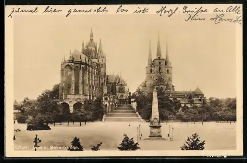 AK Erfurt, Dom, Severikirche, Obelisk
