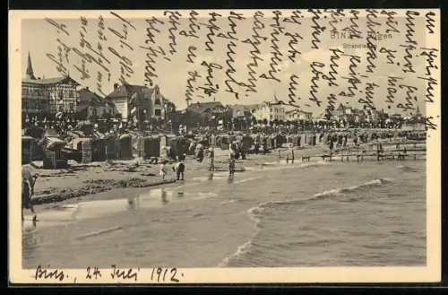 AK Binz /Rügen, Strandpromenade, Strandkörbe, Badegäste