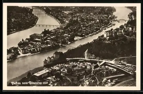 AK Passau, Ansicht vom Flugzeug aus