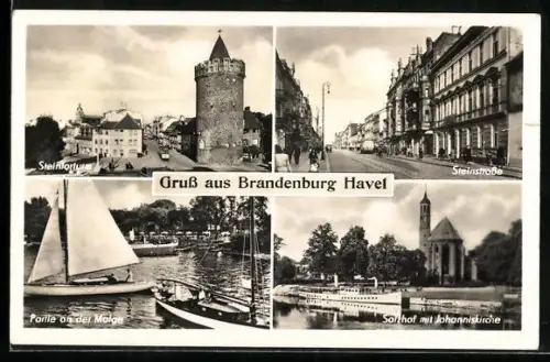 AK Brandenburg /Havel, Steintorturm, Steinstrasse, Salzhof mit Johanniskirche