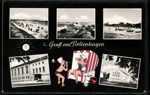 AK Boltenhagen, Strand, Promenade, Kurhaus