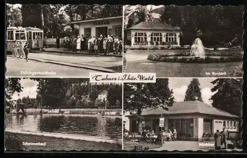 AK Tabarz i. Thür. Wald, Thüringerwaldbahn, Kurpark, Schwimmbad, Milchbar