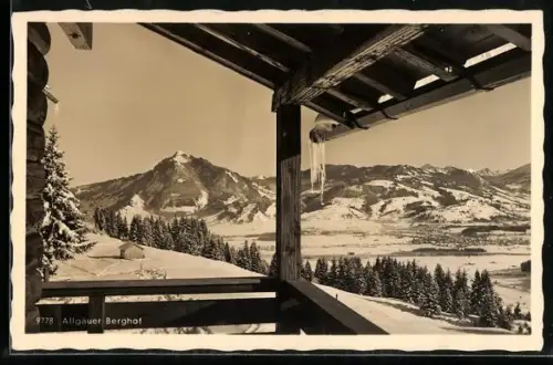 AK Sonthofen, Allgäuer Berghof, Blick vom Berggasthaus gegen Grünten