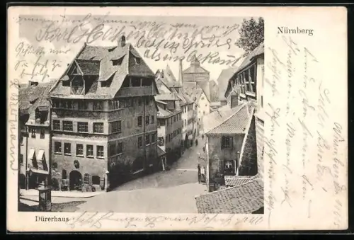 AK Nürnberg, Dürerhaus mit Strassenpartie