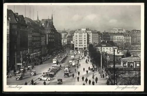 AK Hamburg-Neustadt, Jungfernstieg mit Strassenbahn