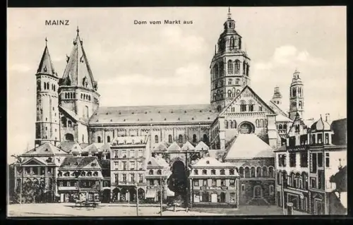 AK Mainz, Dom vom Markt aus