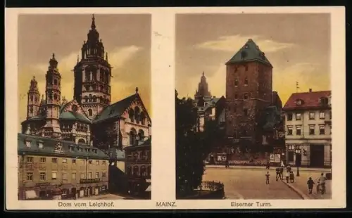 AK Mainz, Dom vom Leichhof, Eiserner Turm