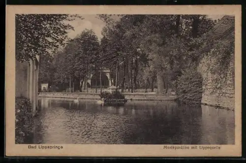 AK Bad Lippspringe, Musikpavillon mit Lippequelle