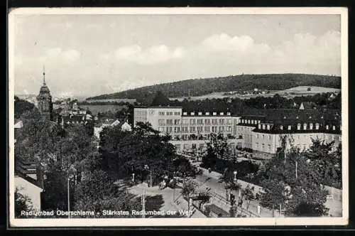 AK Oberschlema, Radiumbad mit Strassenpartie