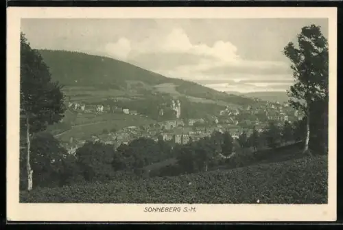 AK Sonneberg /S.-M., Teilansicht mit Kirche