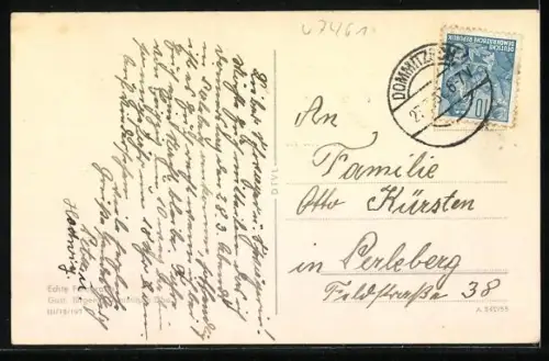 AK Dommitzsch /Elbe, Rathaus mit Kirche