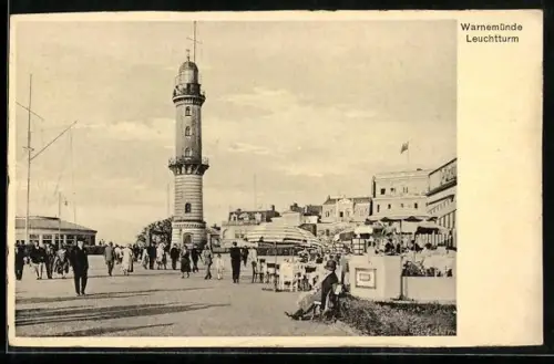 AK Warnemünde, Leuchtturm mit Cafe