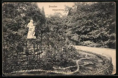 AK Dresden, Bürgerwiese mit Standbild