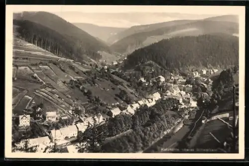 AK Katzhütte /oberes Schwarztal, Vogelschau auf den Ort und umgebende Wälder