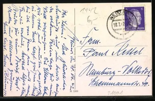 AK Weimar, Rathaus mit Brunnen