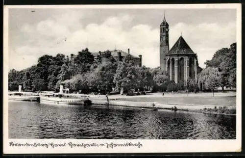AK Brandenburg /Havel, Havelpartie mit Johanniskirche