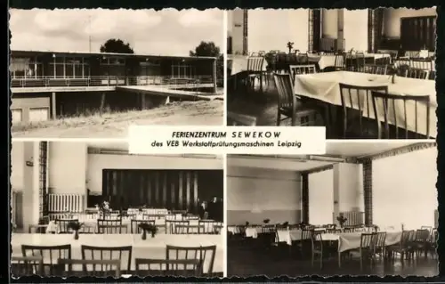 AK Sewekow, Vier Ansichten vom Ferienzentrum des VEB Werkstoffprüfungsmaschinen Leipzig