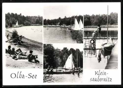 AK Kleinsaubernitz, Olba-See, Badefreuden, Boote am Steg
