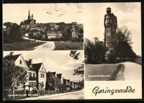 AK Geringswalde, Teilansicht, Aussichtsturm, Langenauer Strasse